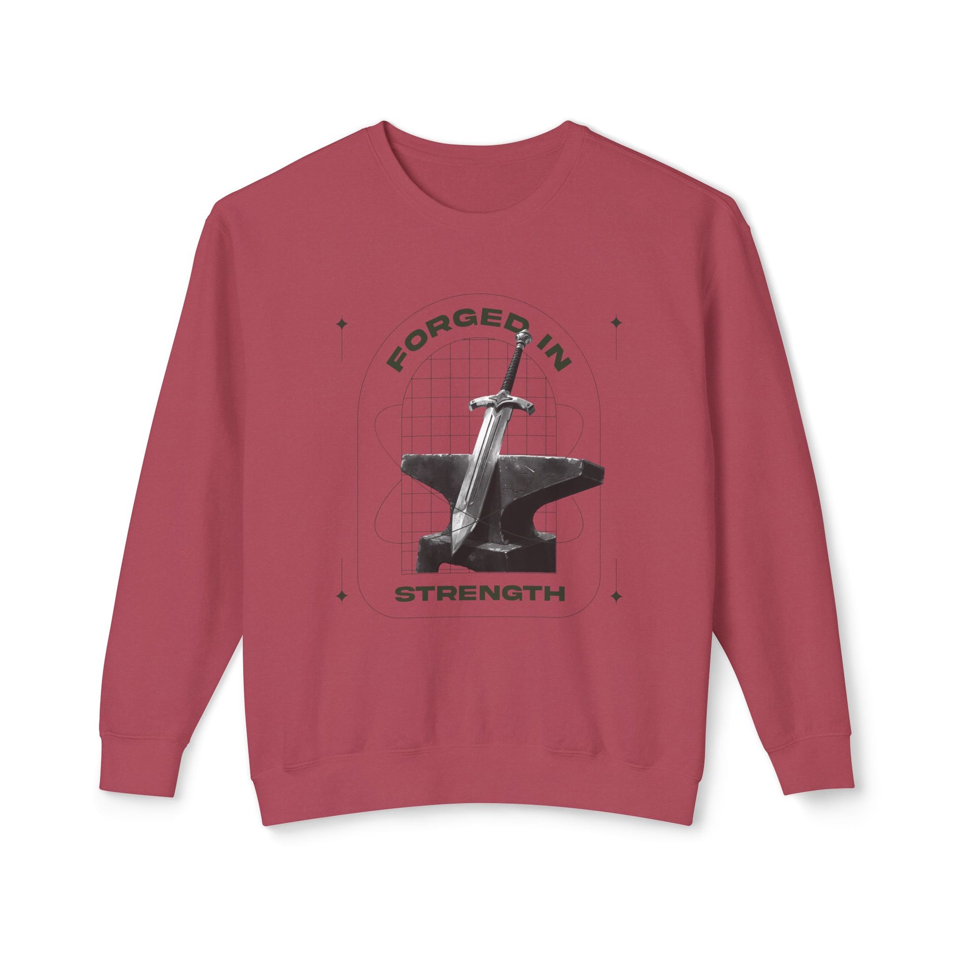"Forged In Strength" Unisex Lightweight Crewneck Sweatshirt - The Shield of Light