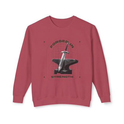 "Forged In Strength" Unisex Lightweight Crewneck Sweatshirt - The Shield of Light