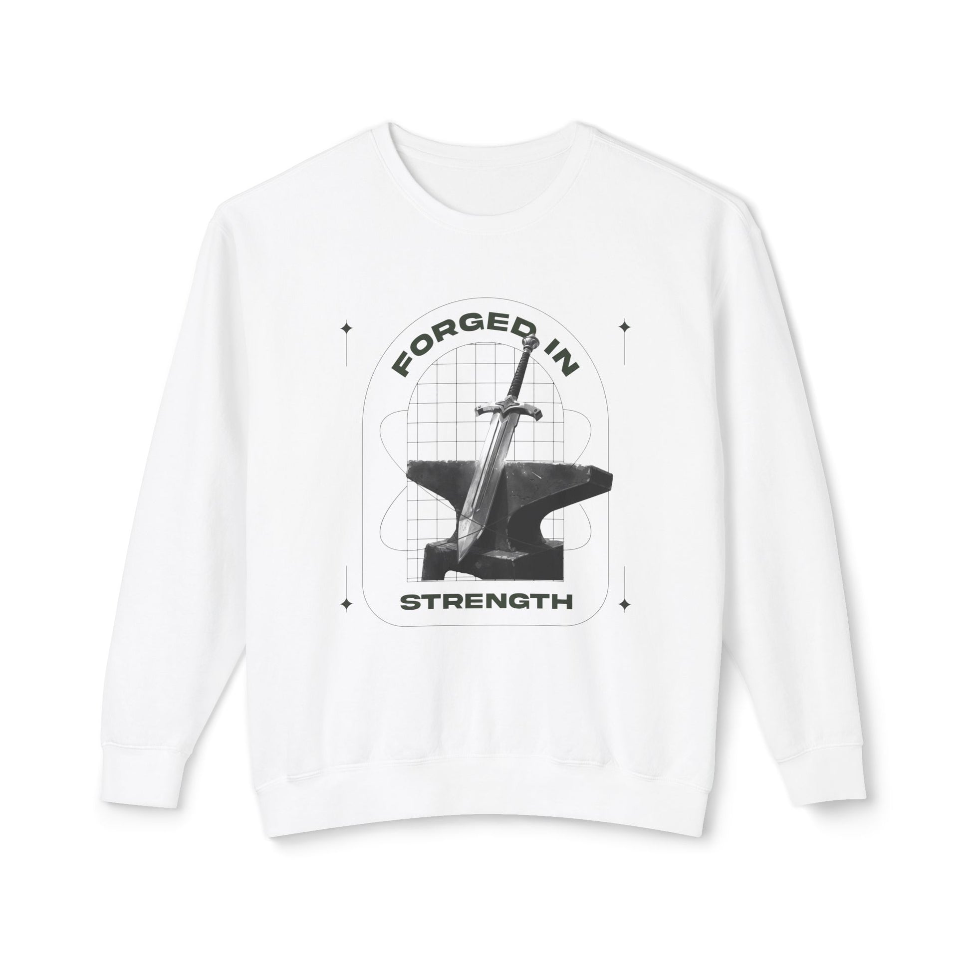 "Forged In Strength" Unisex Lightweight Crewneck Sweatshirt - The Shield of Light