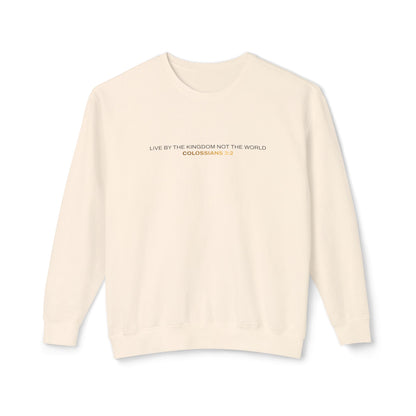 "Live By the Kingdom Not the World Colossians 3:2" Unisex Lightweight Crewneck Sweatshirt - The Shield of Light