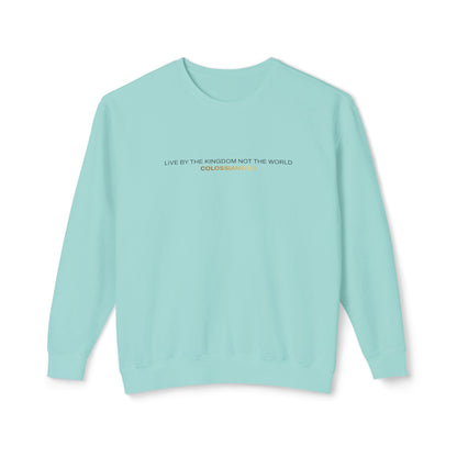 "Live By the Kingdom Not the World Colossians 3:2" Unisex Lightweight Crewneck Sweatshirt - The Shield of Light