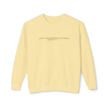 "Live By the Kingdom Not the World Colossians 3:2" Unisex Lightweight Crewneck Sweatshirt - The Shield of Light