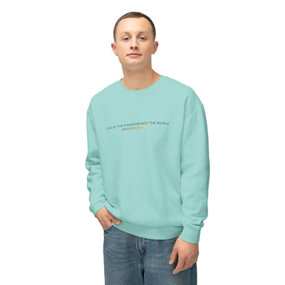 "Live By the Kingdom Not the World Colossians 3:2" Unisex Lightweight Crewneck Sweatshirt - The Shield of Light