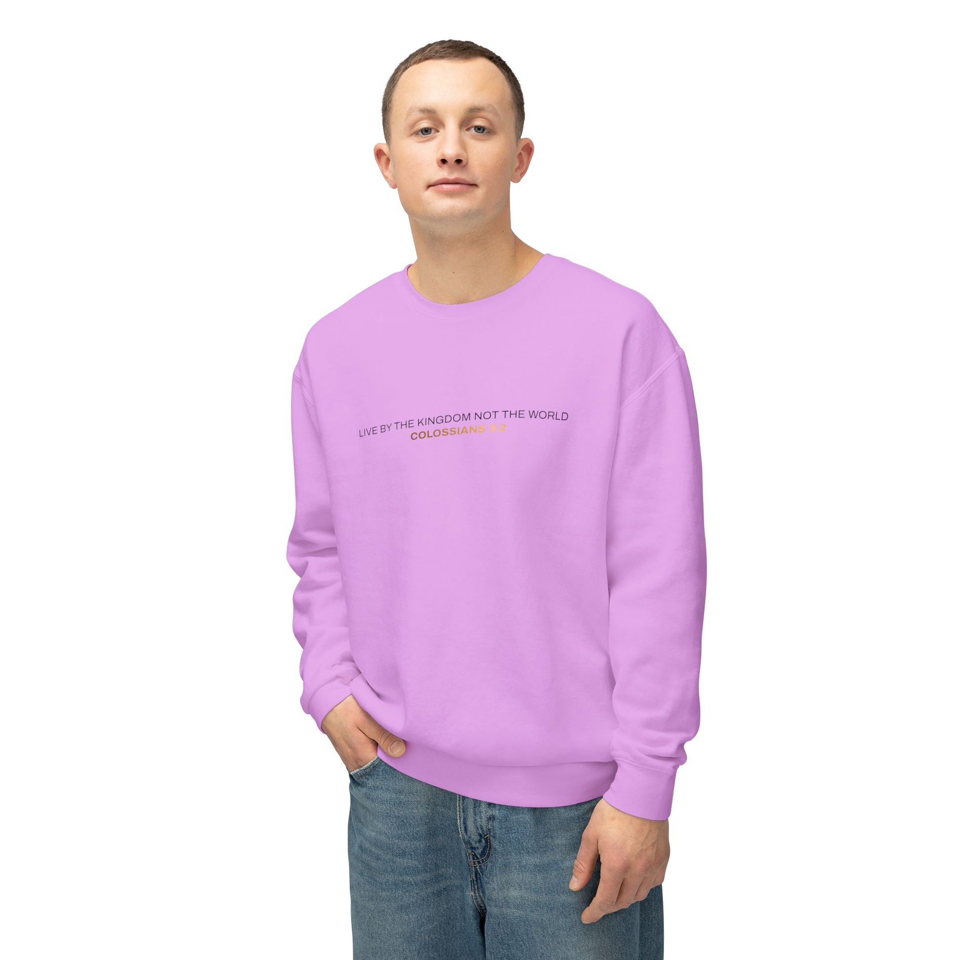"Live By the Kingdom Not the World Colossians 3:2" Unisex Lightweight Crewneck Sweatshirt - The Shield of Light