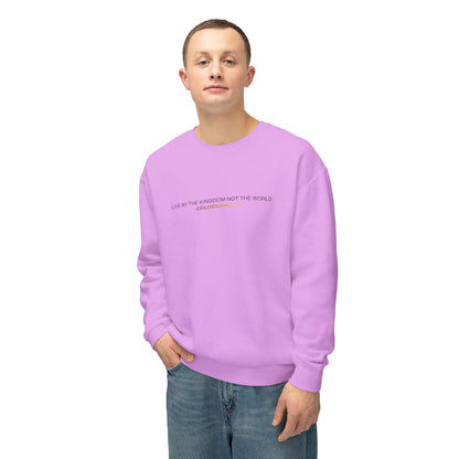"Live By the Kingdom Not the World Colossians 3:2" Unisex Lightweight Crewneck Sweatshirt - The Shield of Light