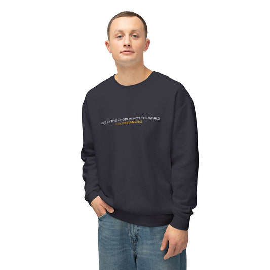 "Live By the Kingdom Not the World Colossians 3:2" Unisex Lightweight Crewneck Sweatshirt - The Shield of Light