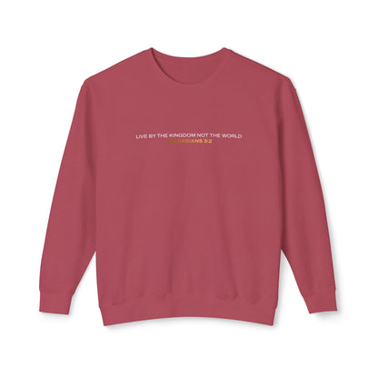 "Live By the Kingdom Not the World Colossians 3:2" Unisex Lightweight Crewneck Sweatshirt - The Shield of Light