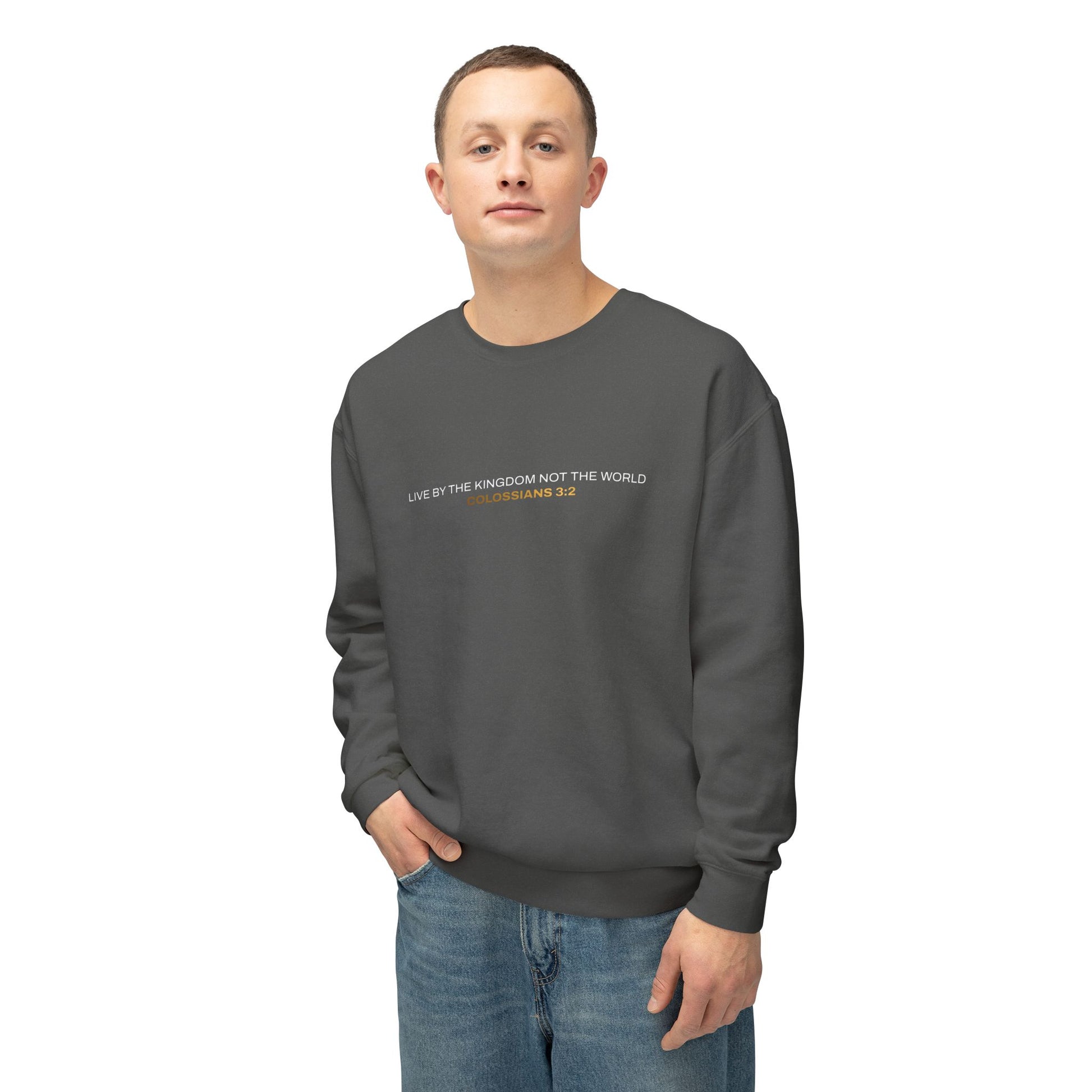 "Live By the Kingdom Not the World Colossians 3:2" Unisex Lightweight Crewneck Sweatshirt - The Shield of Light