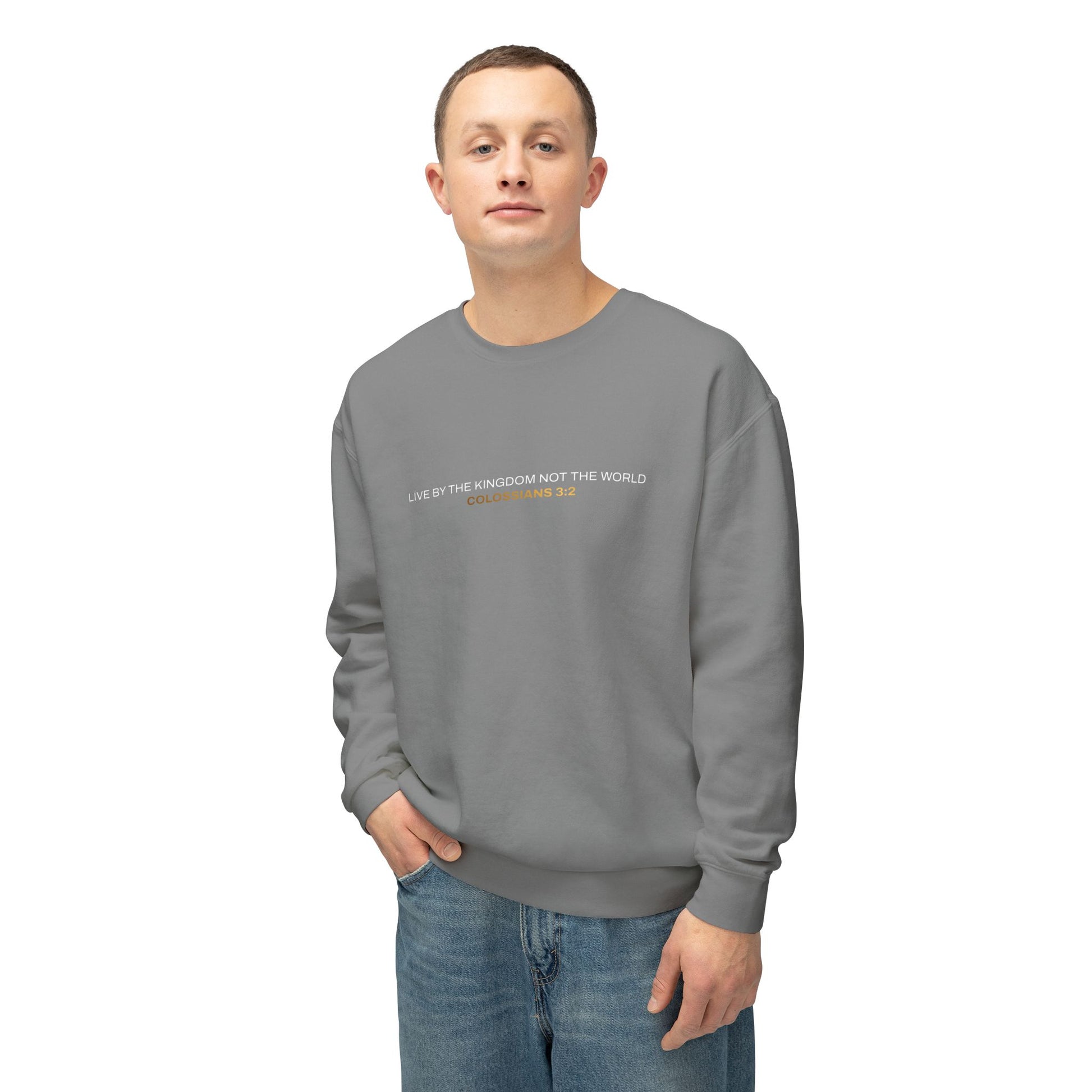 "Live By the Kingdom Not the World Colossians 3:2" Unisex Lightweight Crewneck Sweatshirt - The Shield of Light