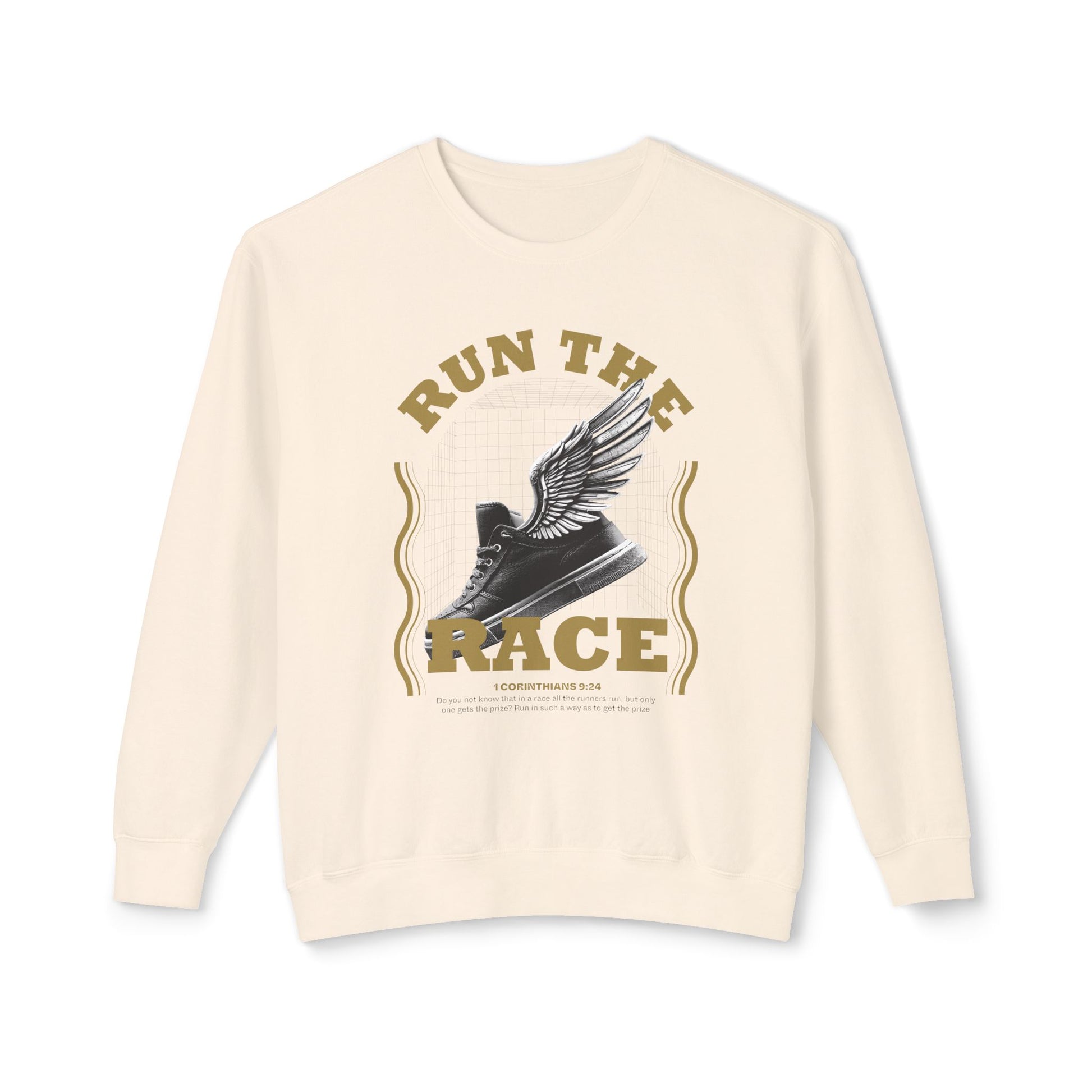 "Run The Race" Unisex Lightweight Crewneck Sweatshirt - The Shield of Light