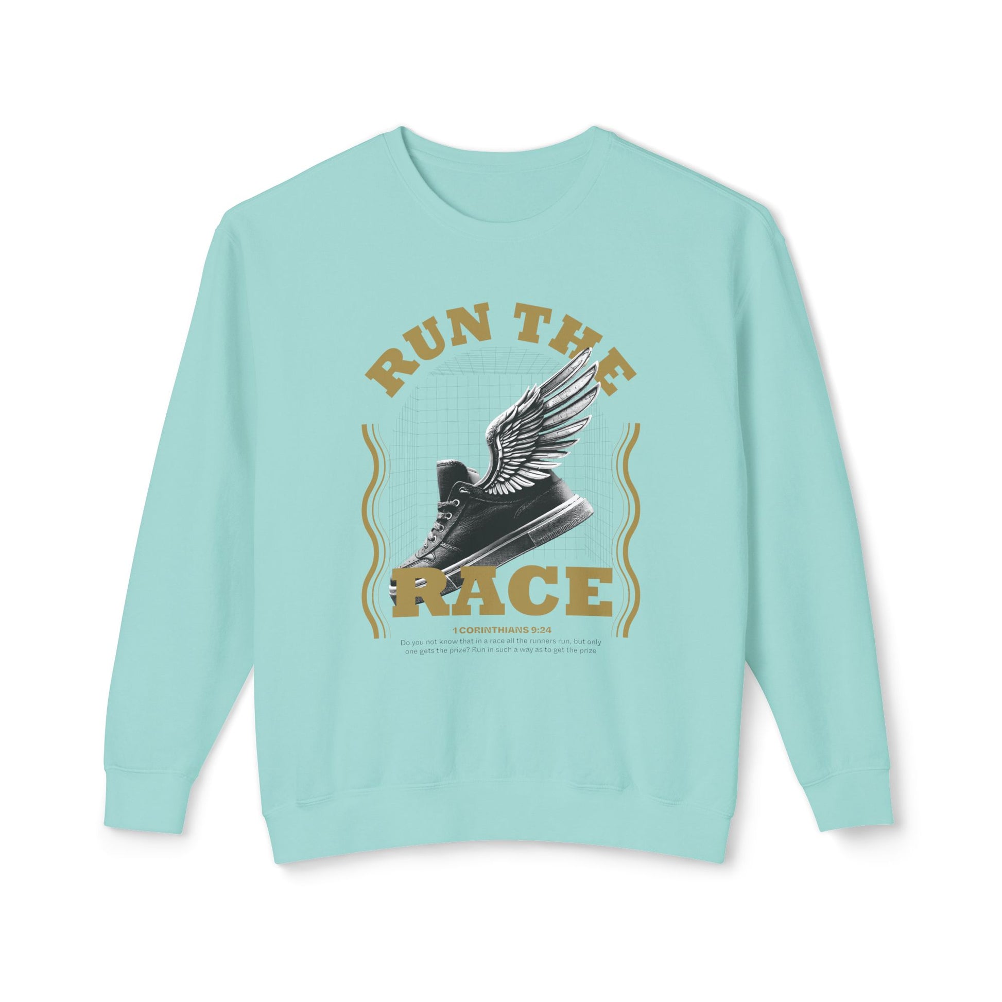 "Run The Race" Unisex Lightweight Crewneck Sweatshirt - The Shield of Light