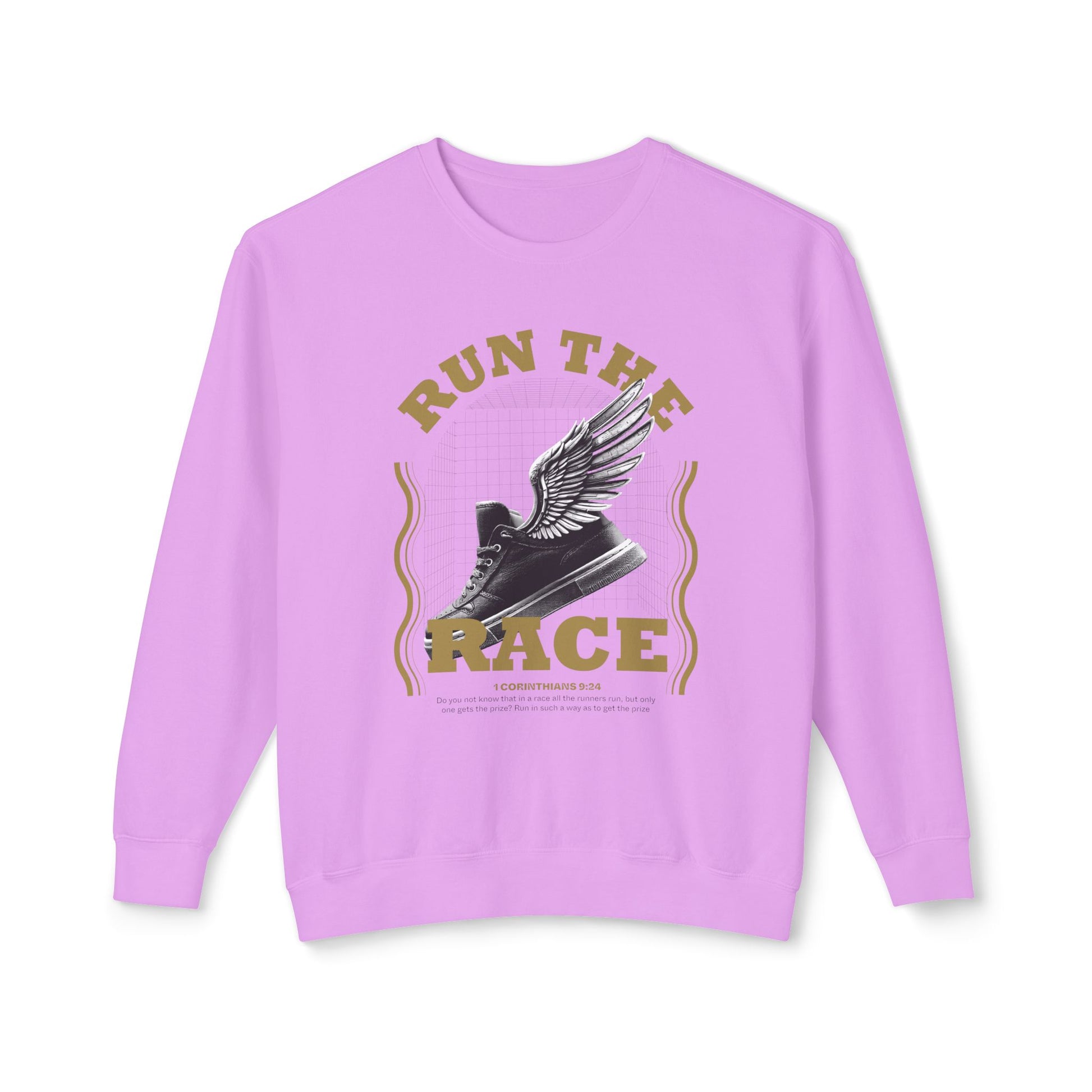 "Run The Race" Unisex Lightweight Crewneck Sweatshirt - The Shield of Light