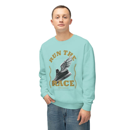 "Run The Race" Unisex Lightweight Crewneck Sweatshirt - The Shield of Light