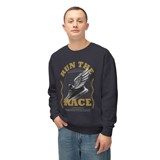 "Run The Race" Unisex Lightweight Crewneck Sweatshirt - The Shield of Light