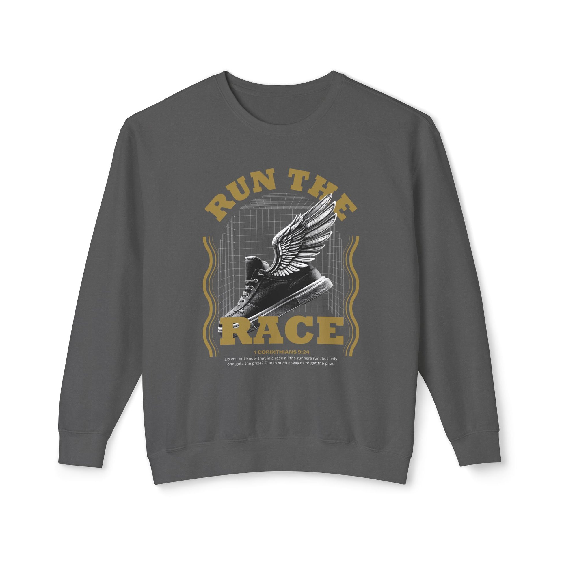 "Run The Race" Unisex Lightweight Crewneck Sweatshirt - The Shield of Light