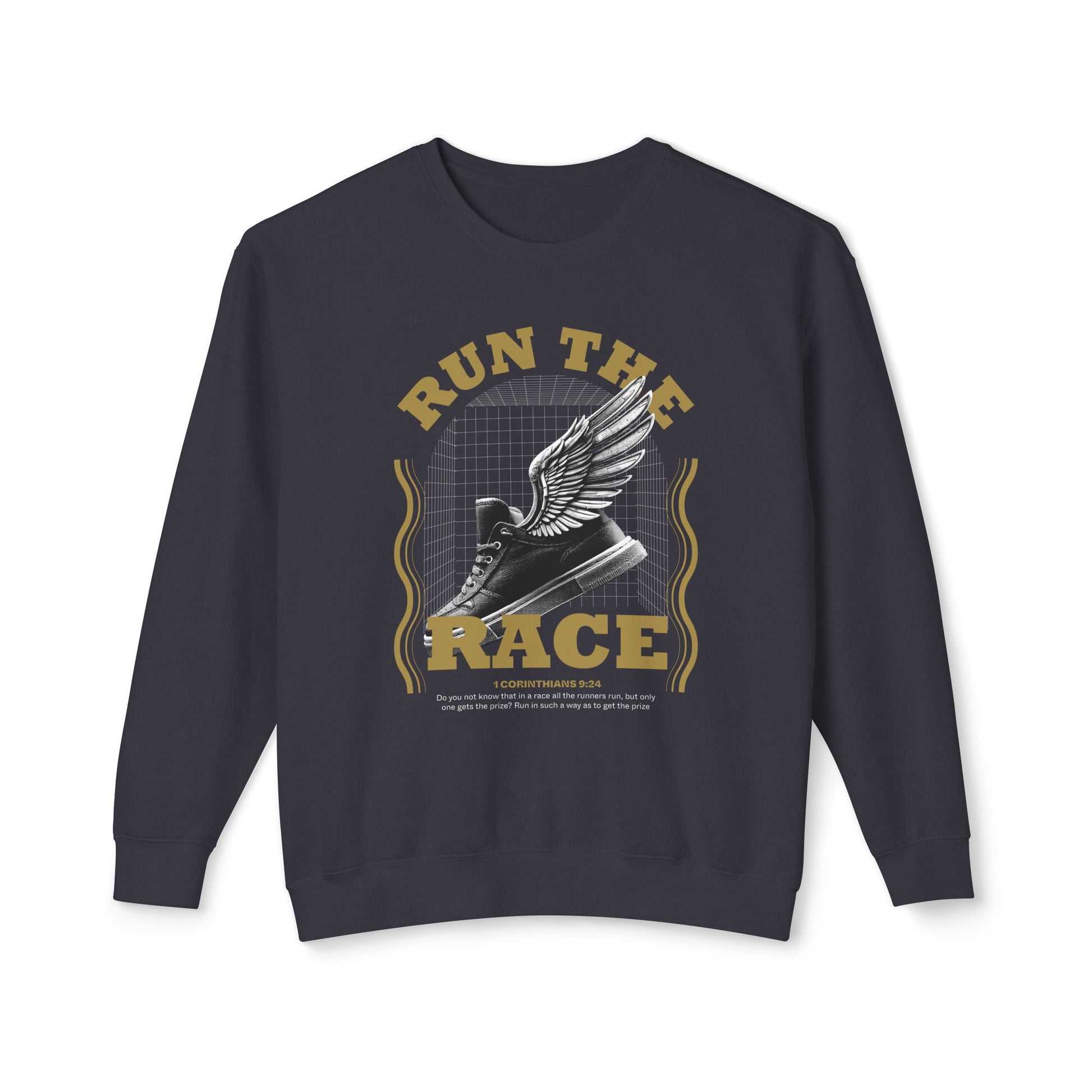 "Run The Race" Unisex Lightweight Crewneck Sweatshirt - The Shield of Light