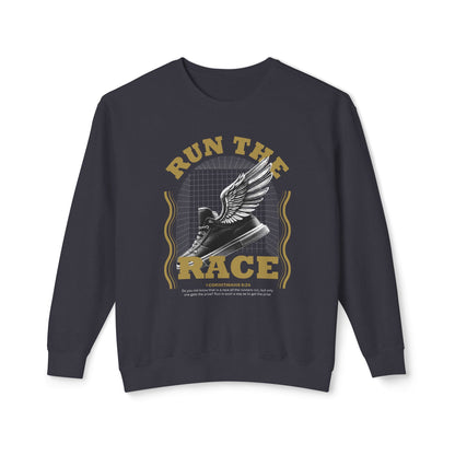 "Run The Race" Unisex Lightweight Crewneck Sweatshirt - The Shield of Light