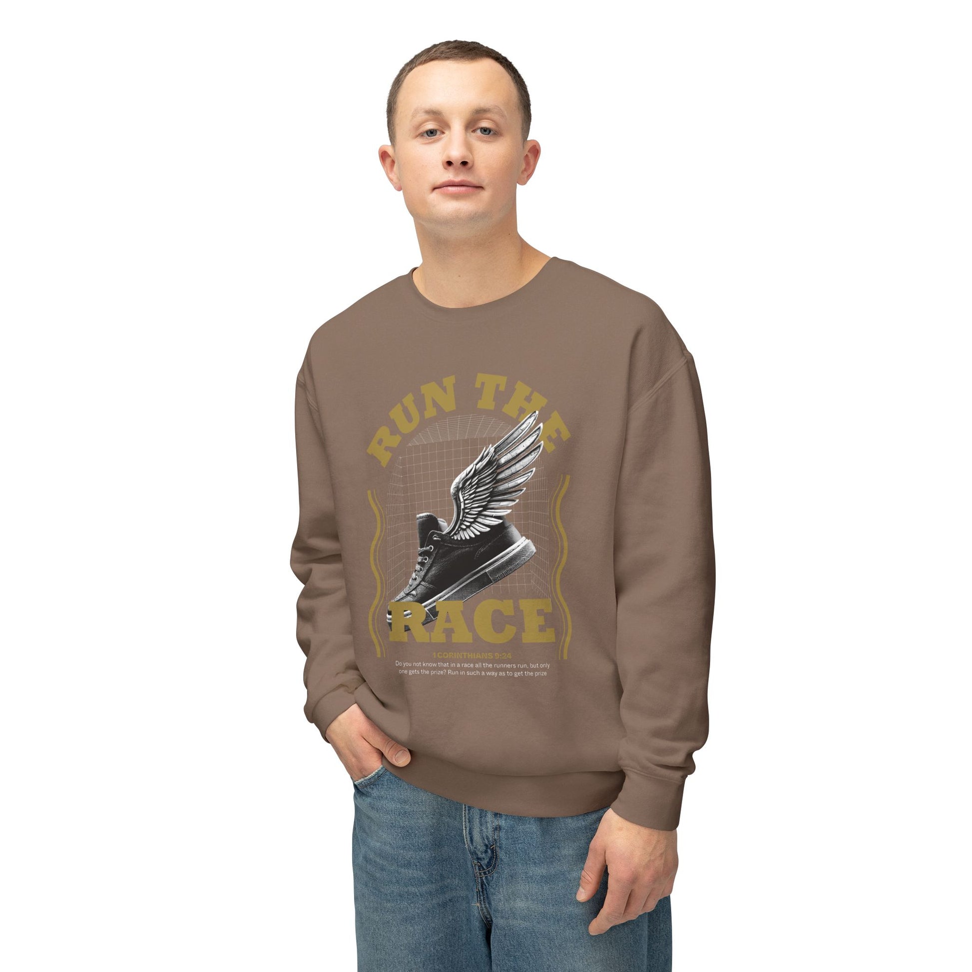 "Run The Race" Unisex Lightweight Crewneck Sweatshirt - The Shield of Light