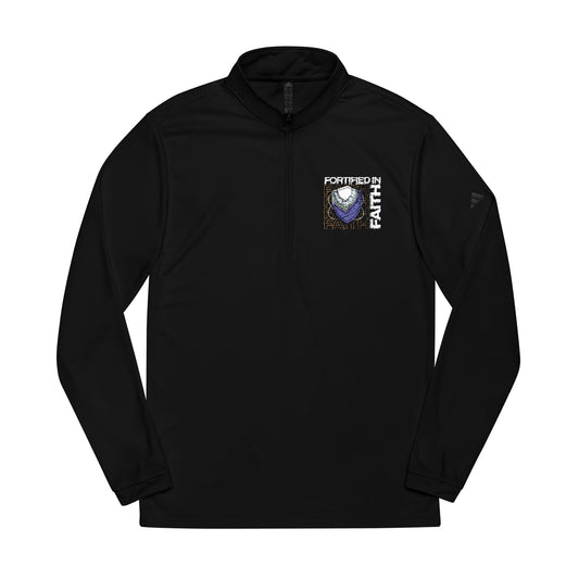 "Fortified In Faith " adidas® Quarter-Zip Pullover - The Shield of Light