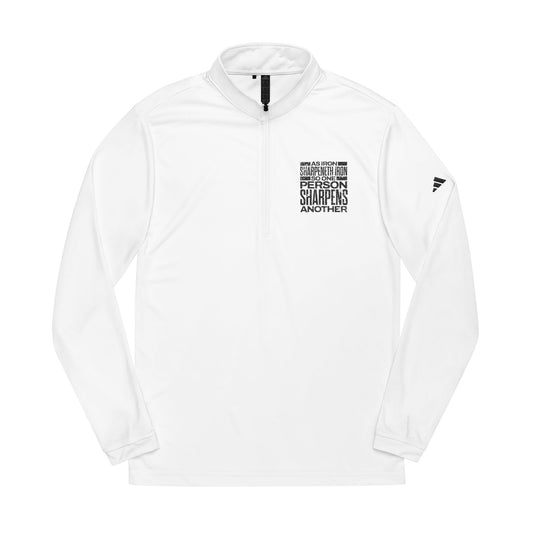 "As Iron Sharpeneth Iron So One Person Sharpens Another" adidas® Quarter-Zip Pullover - The Shield of Light
