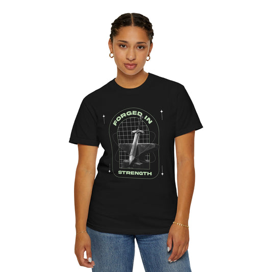 "Forged In  Strength" Unisex Garment-Dyed T-Shirt - The Shield of Light