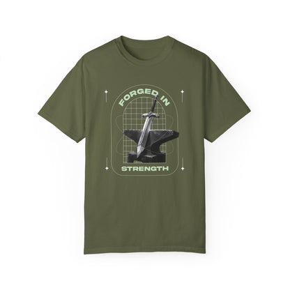 "Forged In  Strength" Unisex Garment-Dyed T-Shirt - The Shield of Light