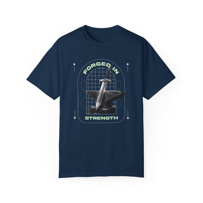 "Forged In  Strength" Unisex Garment-Dyed T-Shirt - The Shield of Light