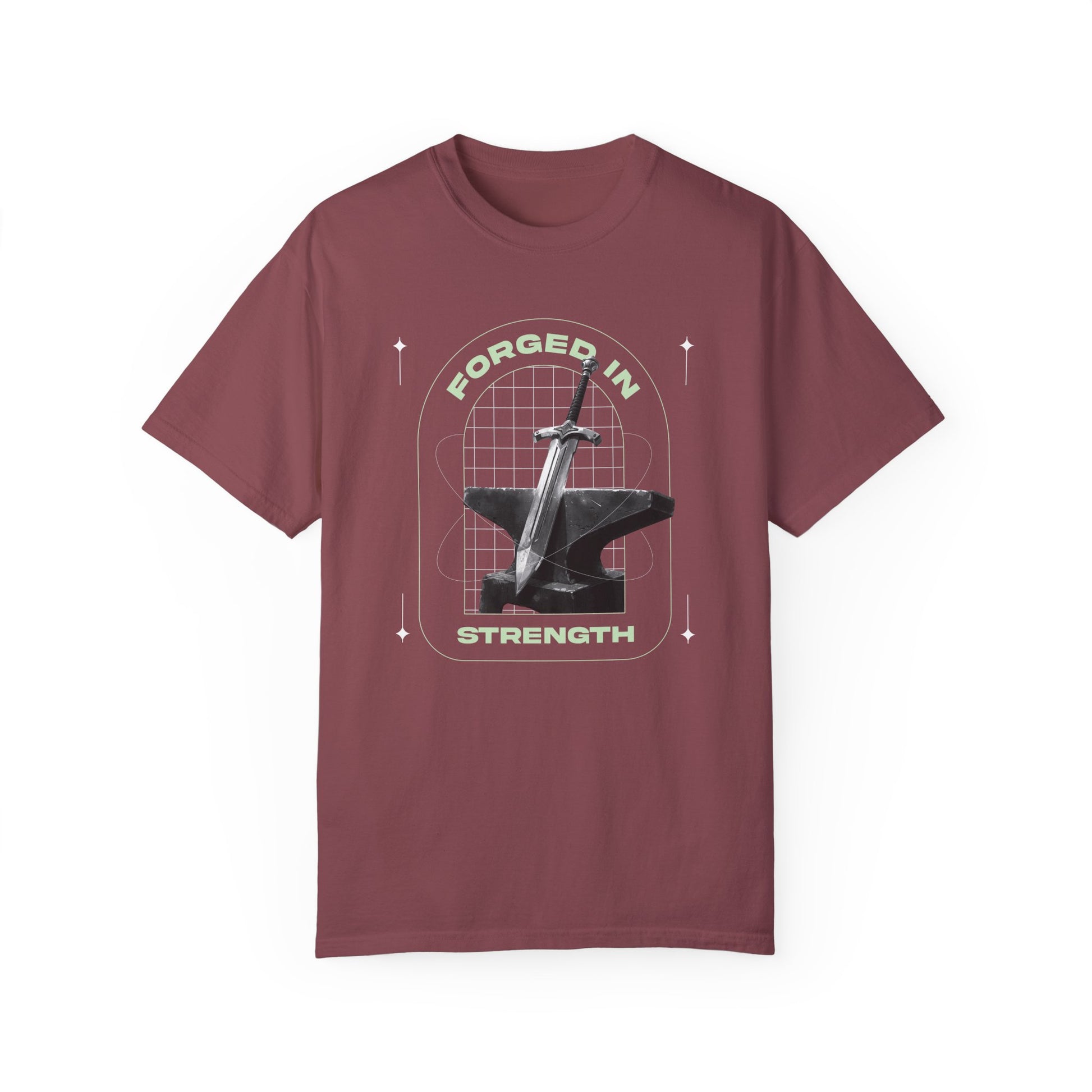"Forged In  Strength" Unisex Garment-Dyed T-Shirt - The Shield of Light
