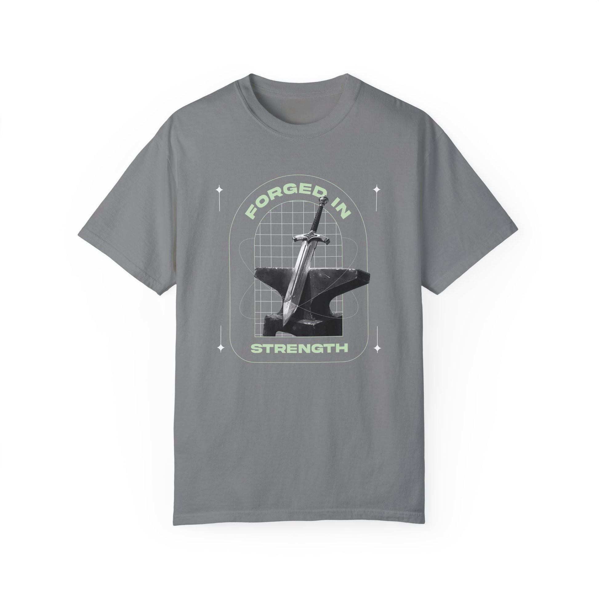 "Forged In  Strength" Unisex Garment-Dyed T-Shirt - The Shield of Light