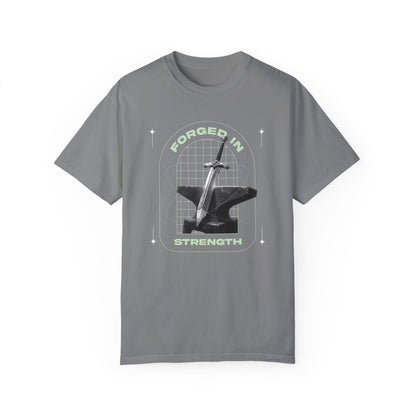 "Forged In  Strength" Unisex Garment-Dyed T-Shirt - The Shield of Light