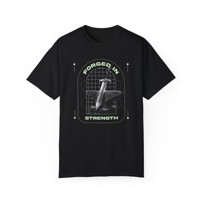 "Forged In  Strength" Unisex Garment-Dyed T-Shirt - The Shield of Light
