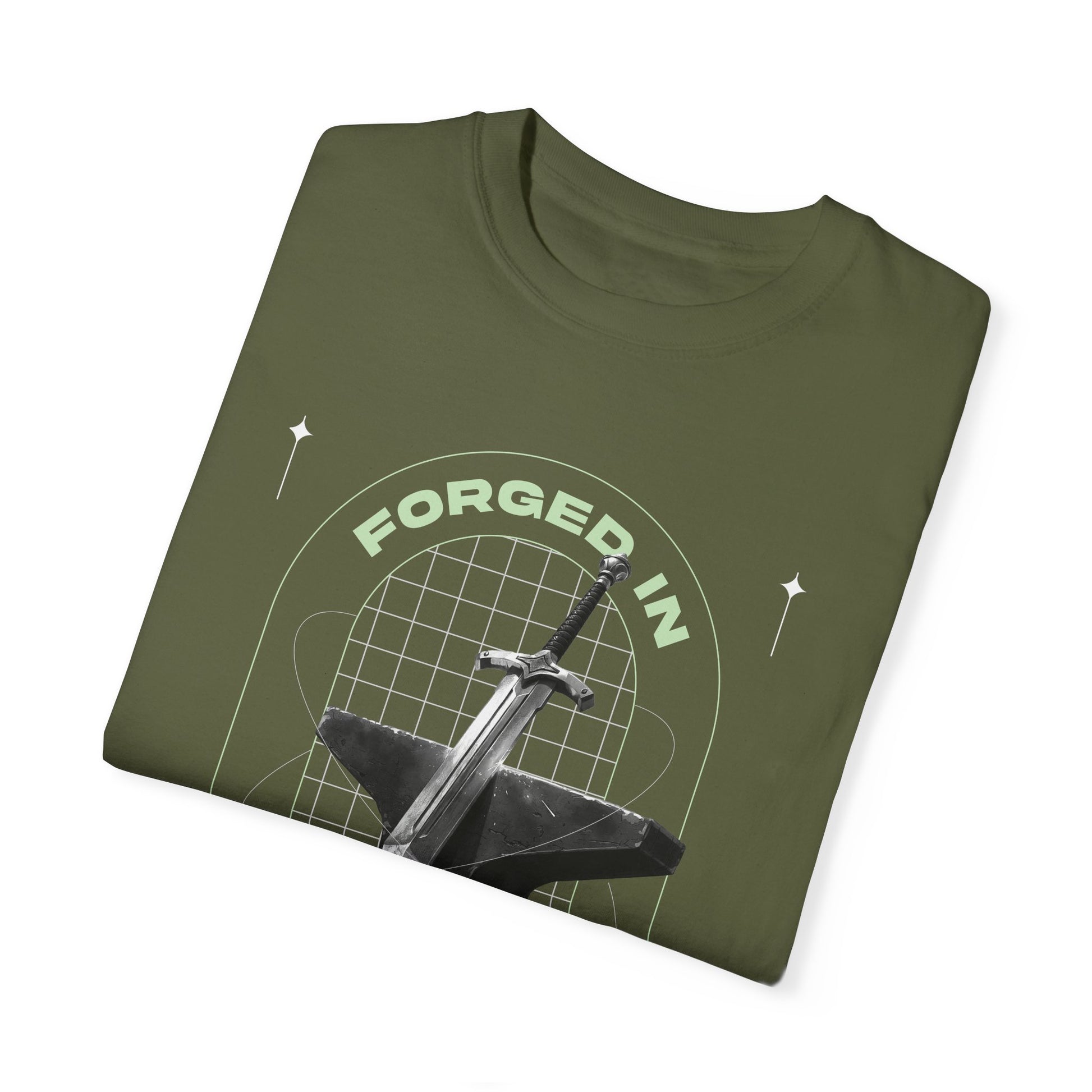 "Forged In  Strength" Unisex Garment-Dyed T-Shirt - The Shield of Light