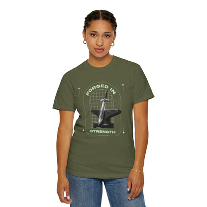 "Forged In  Strength" Unisex Garment-Dyed T-Shirt - The Shield of Light