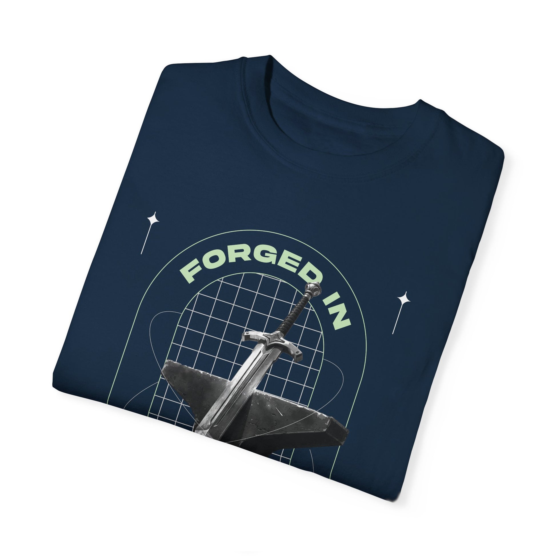 "Forged In  Strength" Unisex Garment-Dyed T-Shirt - The Shield of Light