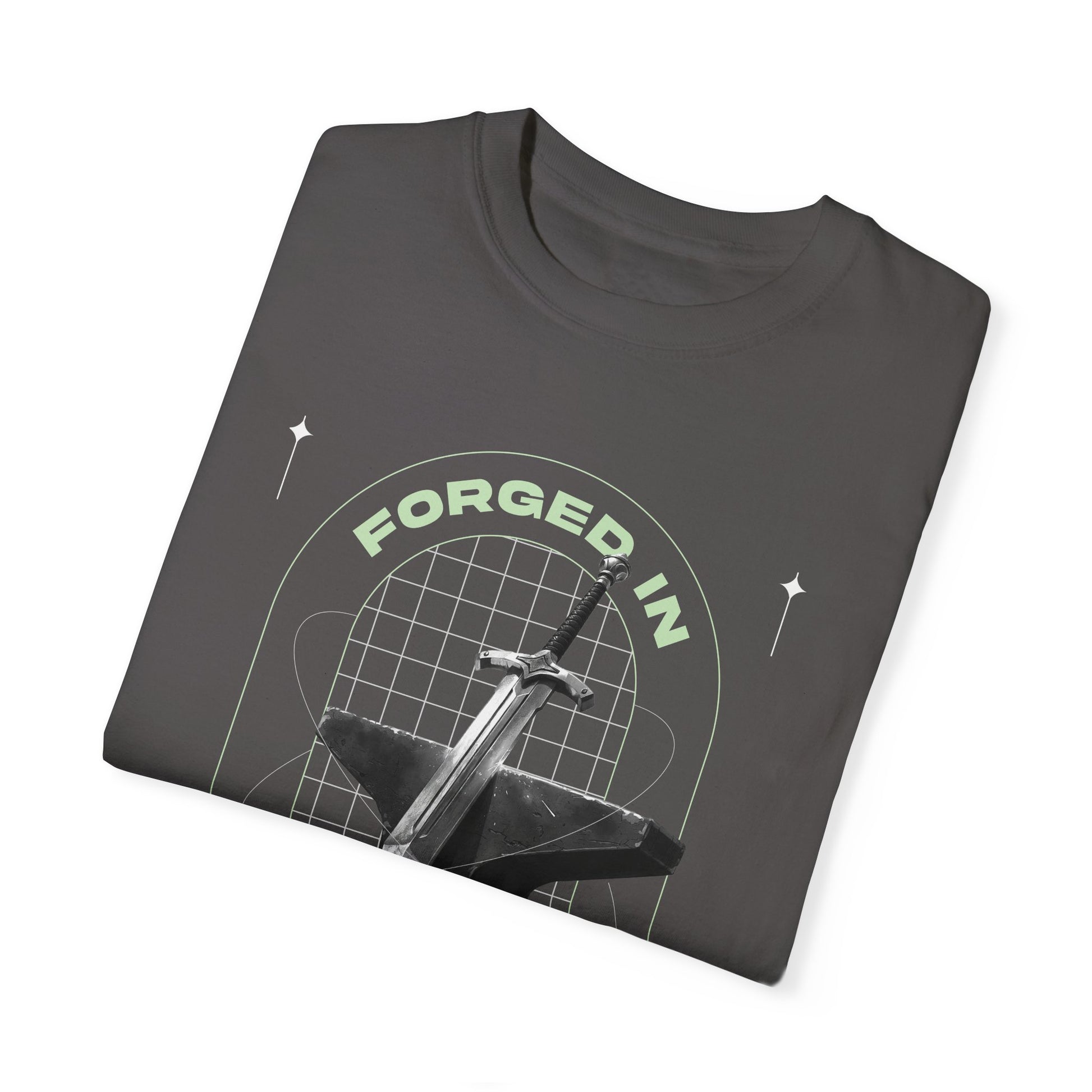 "Forged In  Strength" Unisex Garment-Dyed T-Shirt - The Shield of Light