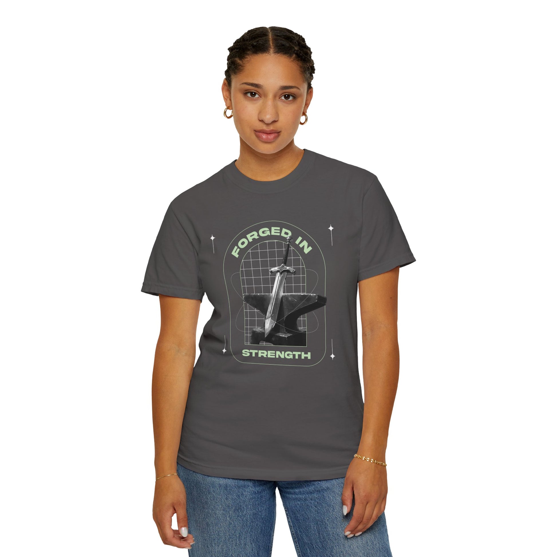 "Forged In  Strength" Unisex Garment-Dyed T-Shirt - The Shield of Light