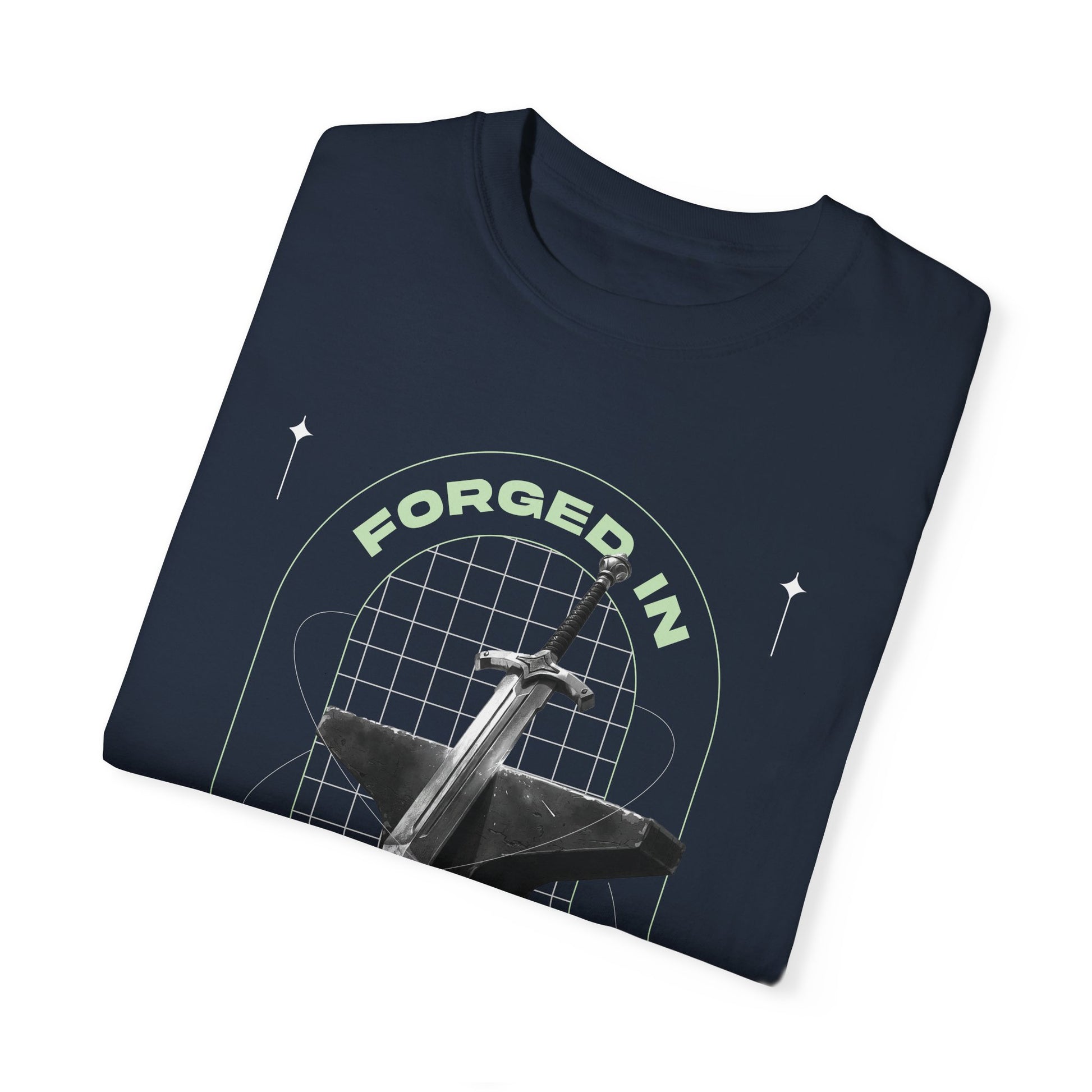 "Forged In  Strength" Unisex Garment-Dyed T-Shirt - The Shield of Light