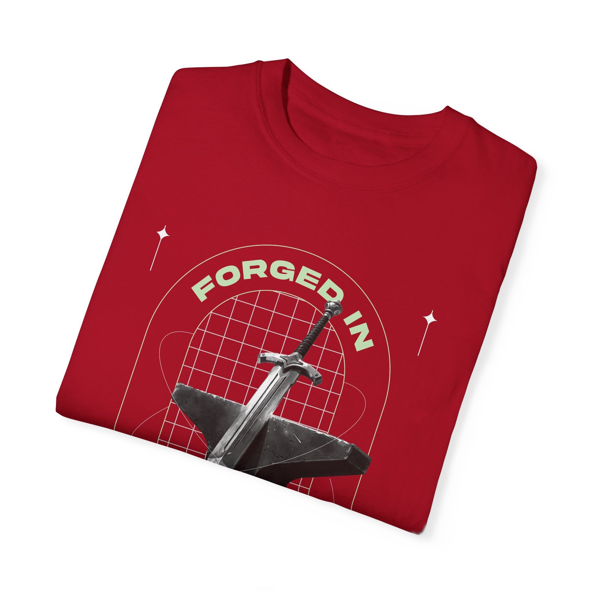 "Forged In  Strength" Unisex Garment-Dyed T-Shirt - The Shield of Light