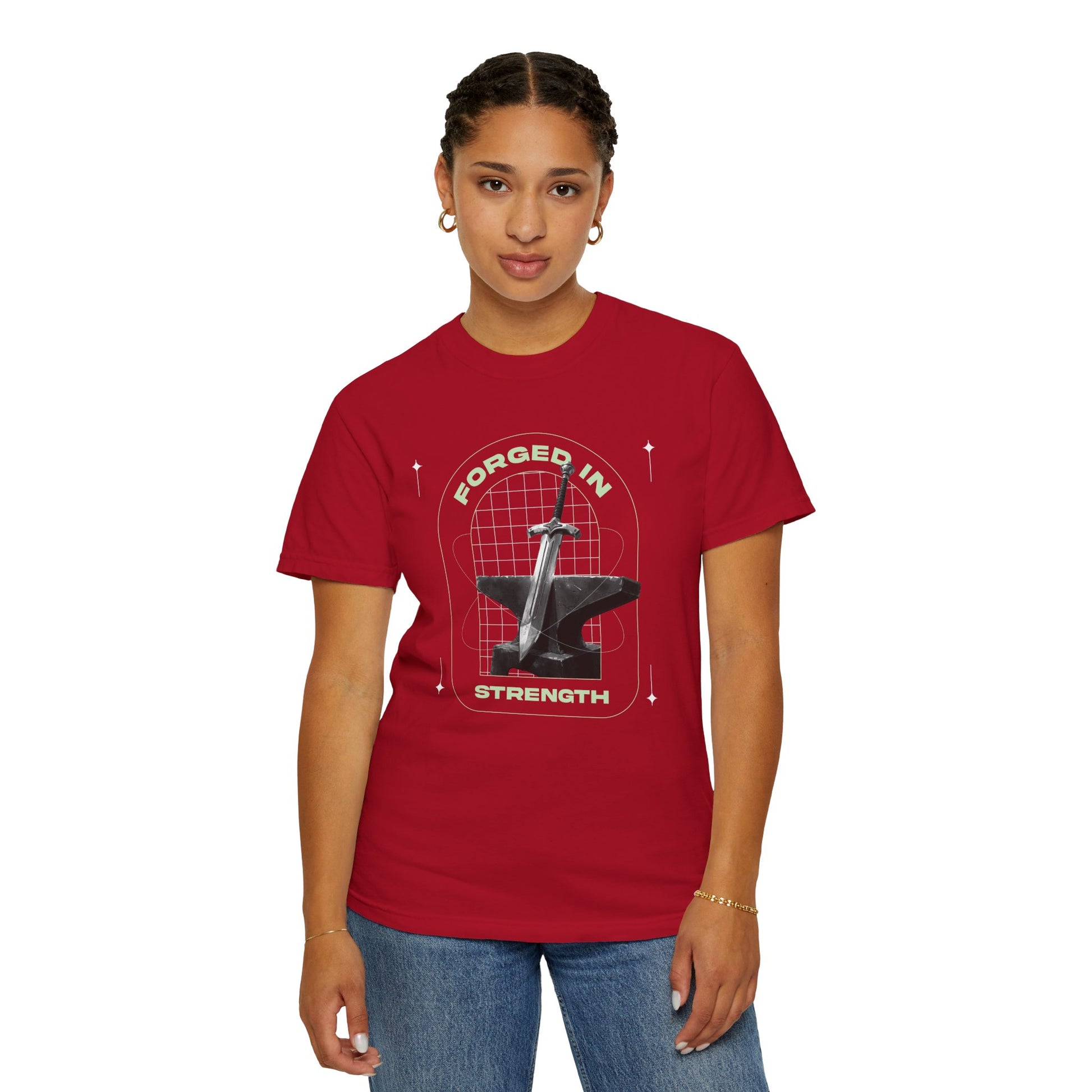 "Forged In  Strength" Unisex Garment-Dyed T-Shirt - The Shield of Light