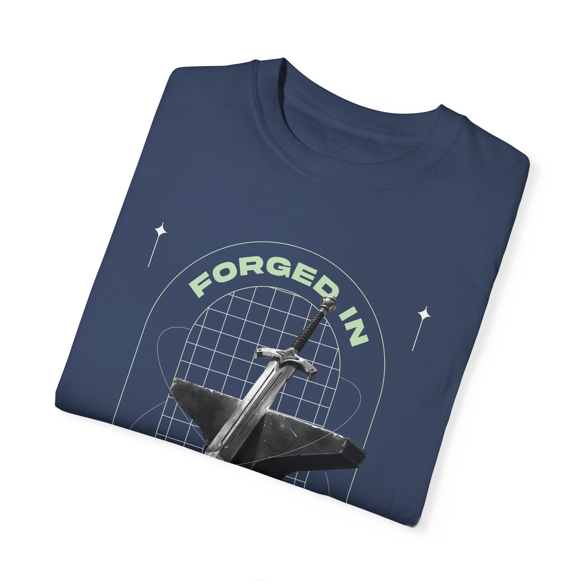 "Forged In  Strength" Unisex Garment-Dyed T-Shirt - The Shield of Light