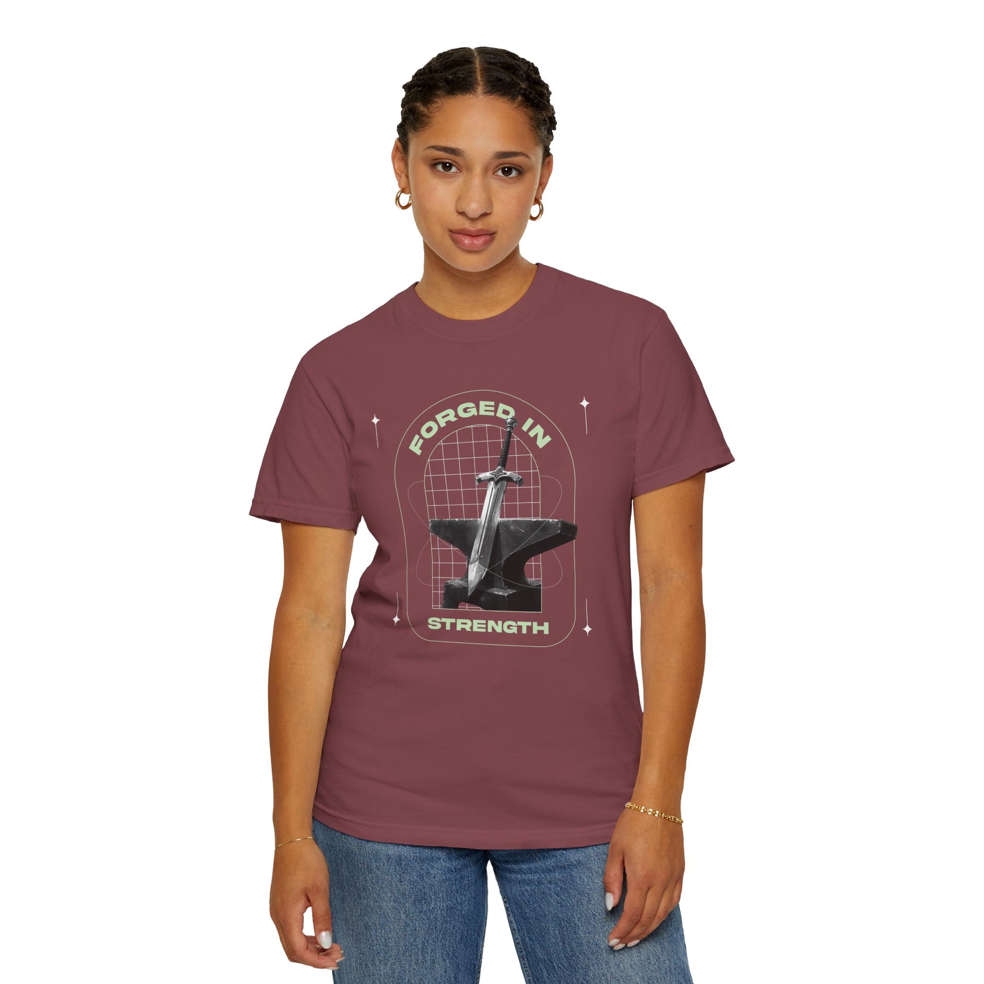 "Forged In  Strength" Unisex Garment-Dyed T-Shirt - The Shield of Light