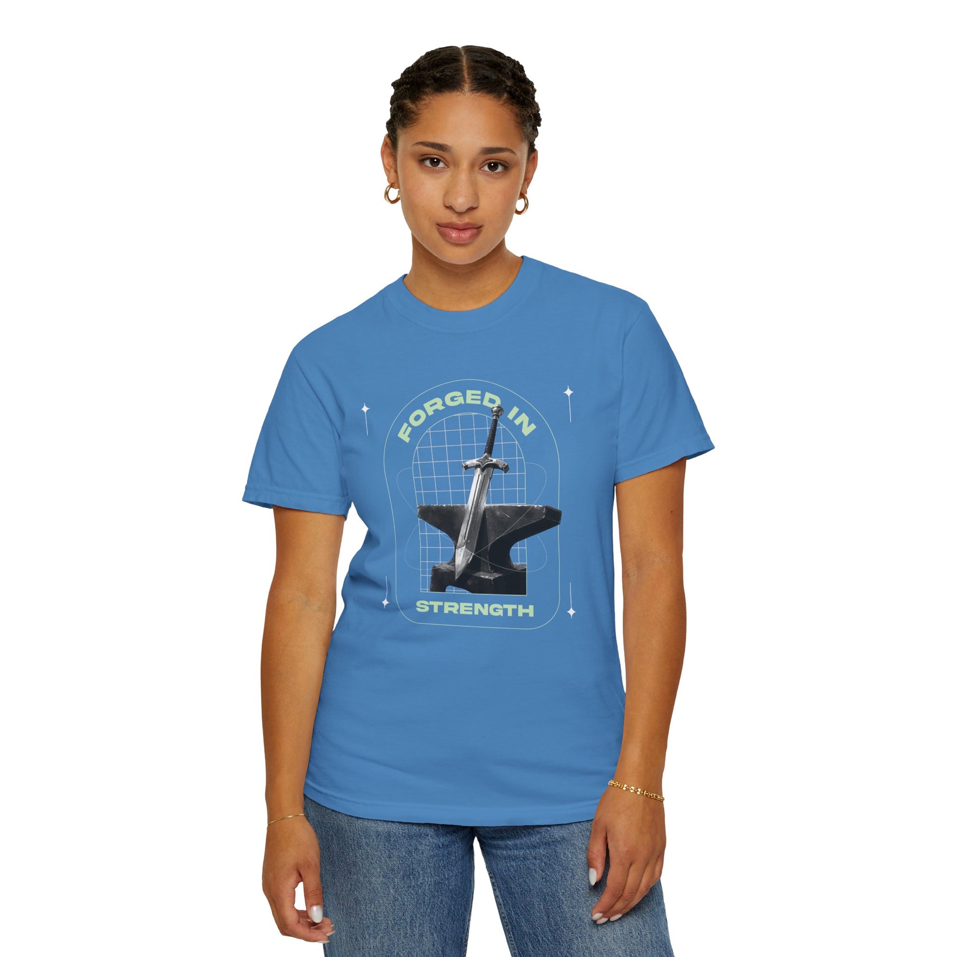 "Forged In  Strength" Unisex Garment-Dyed T-Shirt - The Shield of Light