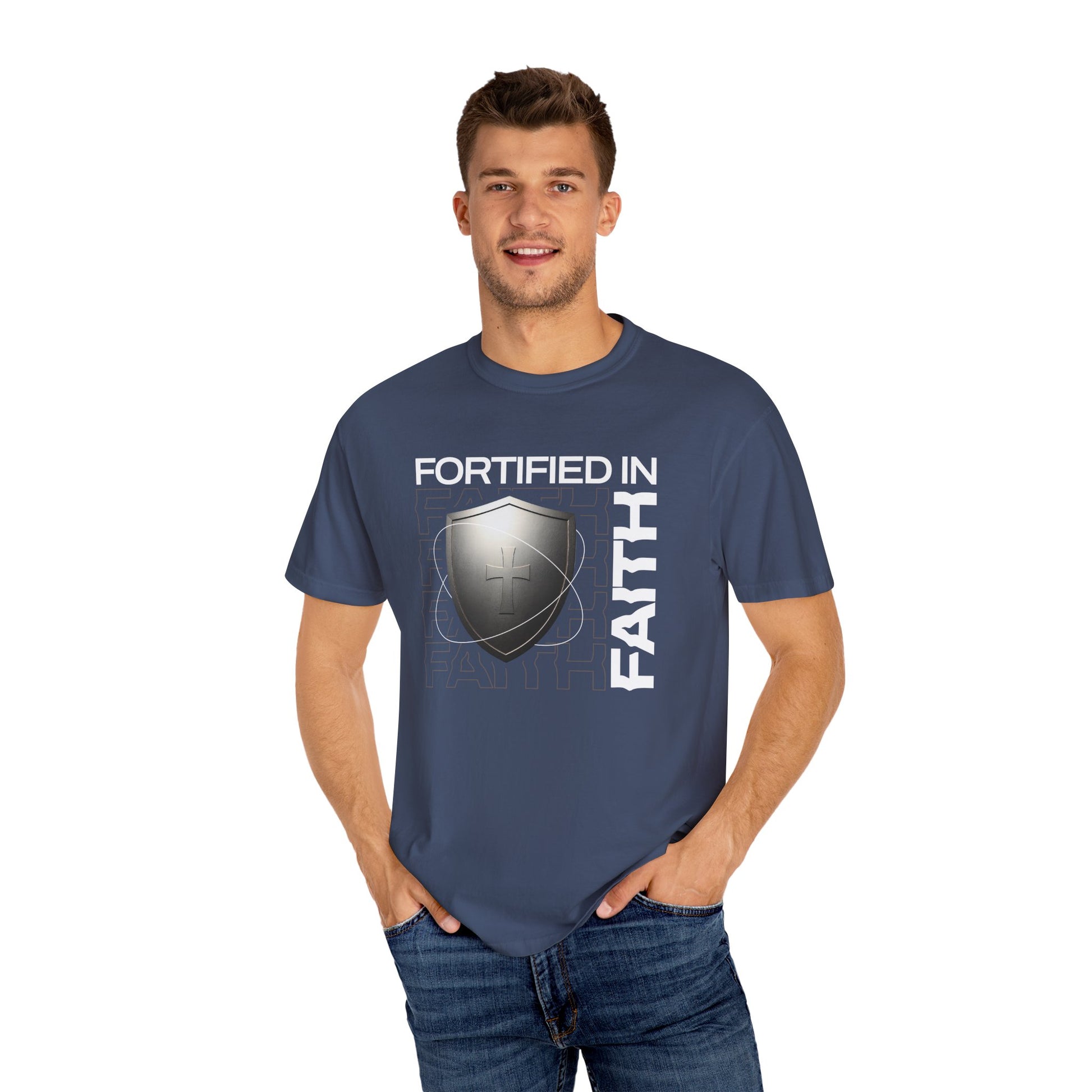 "Fortified In Faith " Unisex Garment-Dyed T-Shirt - The Shield of Light