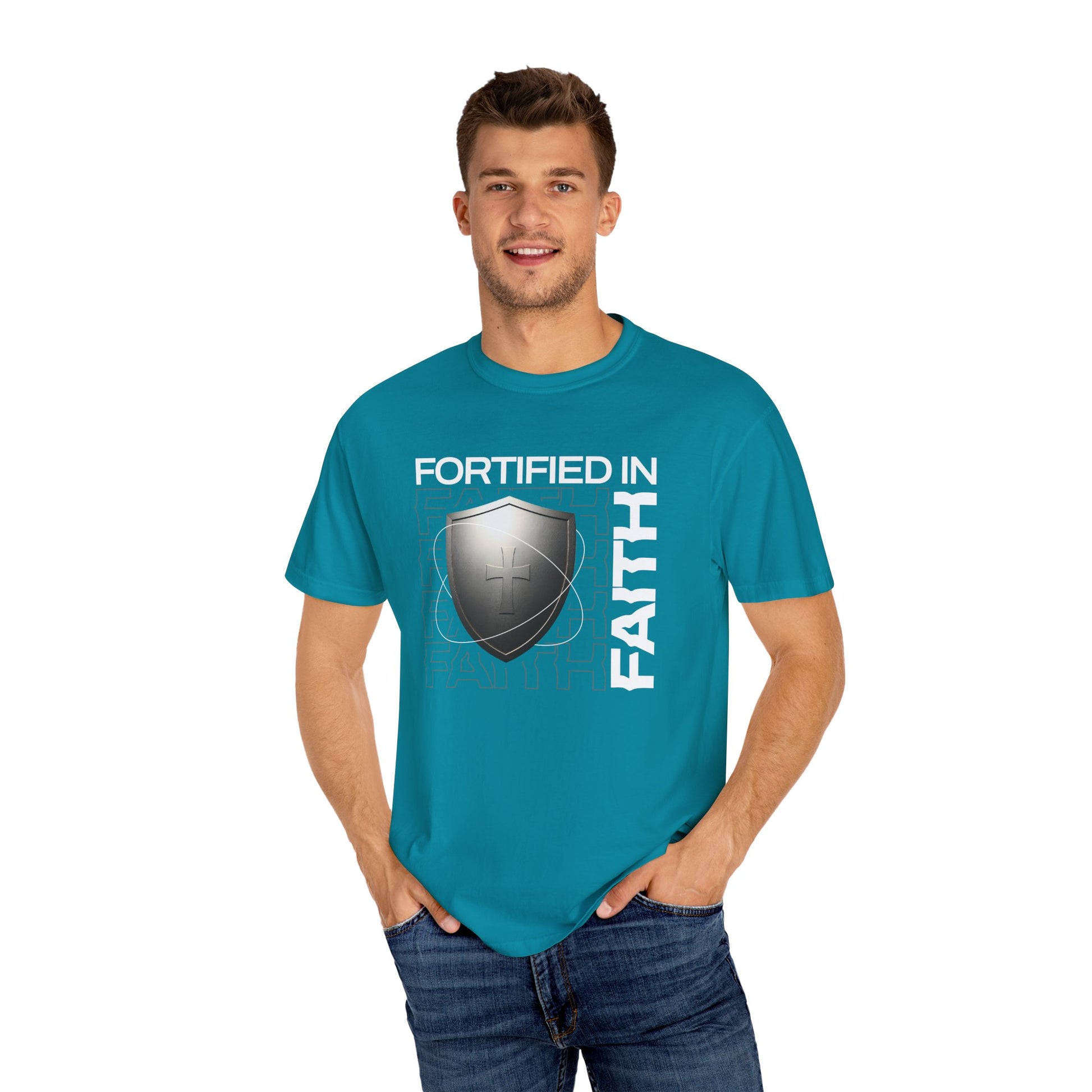 "Fortified In Faith " Unisex Garment-Dyed T-Shirt - The Shield of Light
