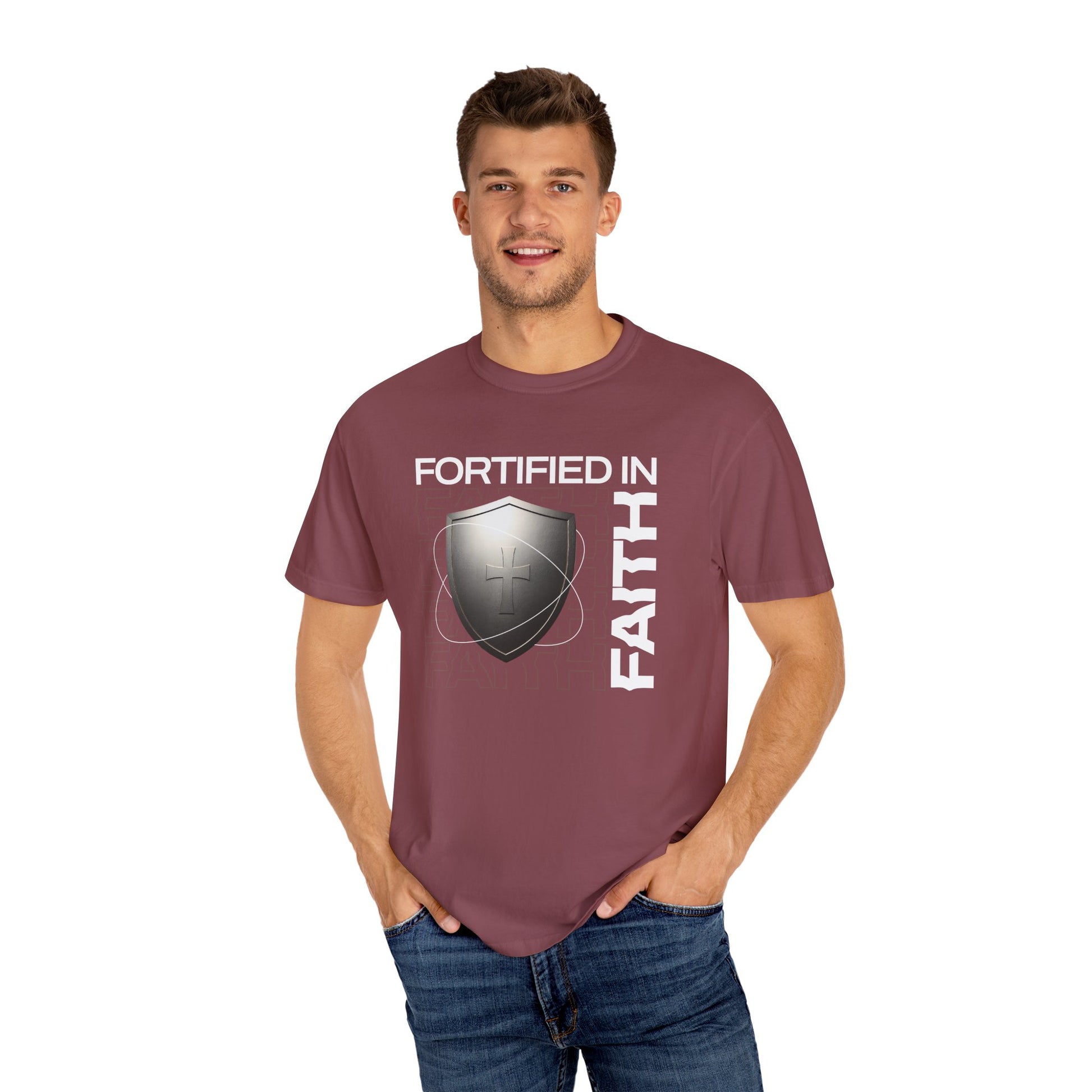 "Fortified In Faith " Unisex Garment-Dyed T-Shirt - The Shield of Light