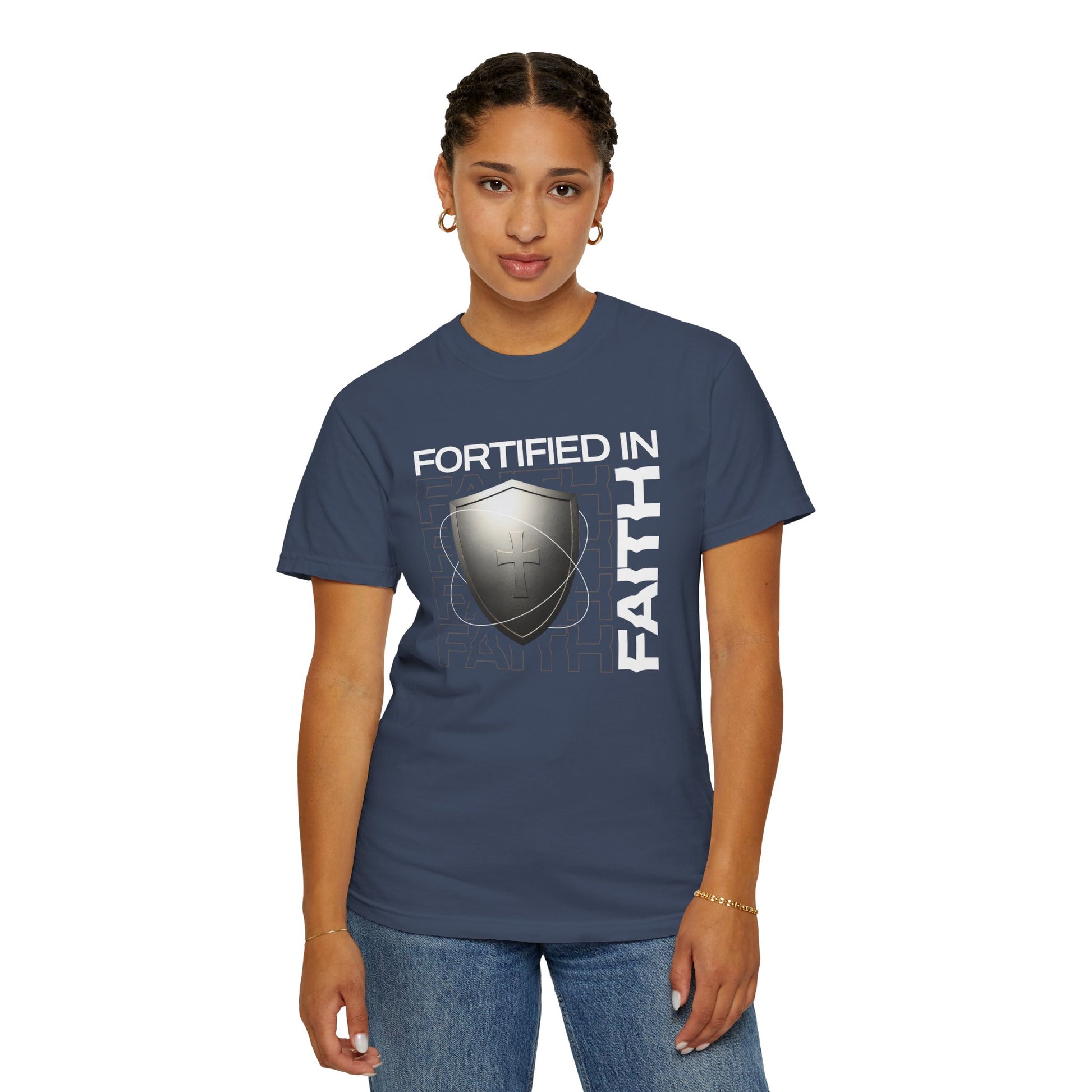"Fortified In Faith " Unisex Garment-Dyed T-Shirt - The Shield of Light