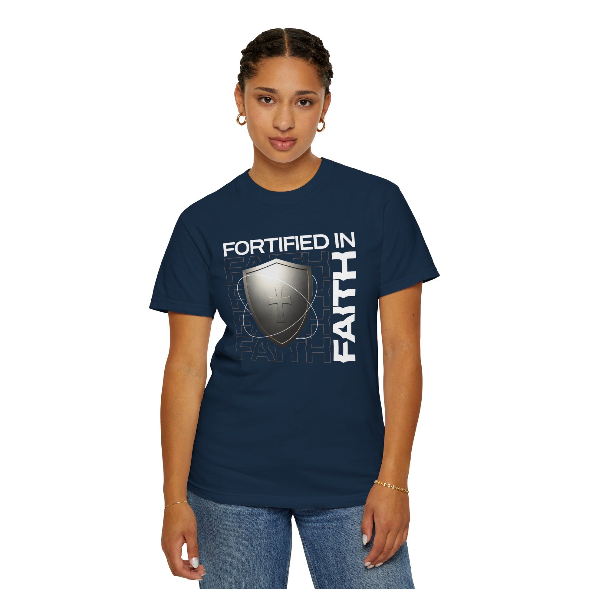 "Fortified In Faith " Unisex Garment-Dyed T-Shirt - The Shield of Light
