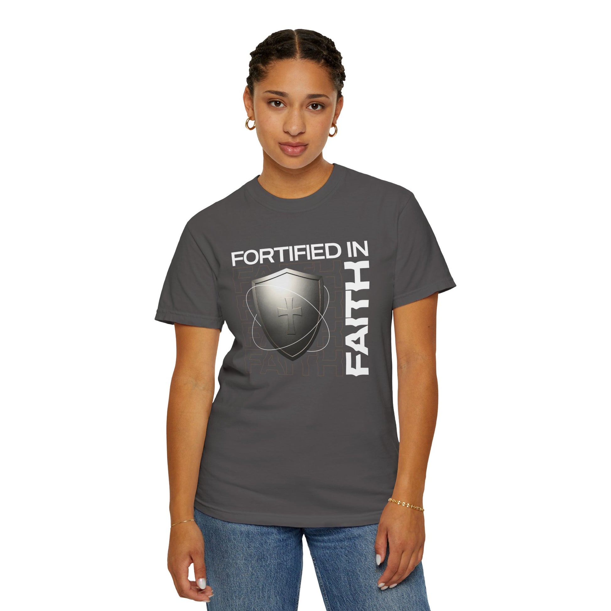 "Fortified In Faith " Unisex Garment-Dyed T-Shirt - The Shield of Light