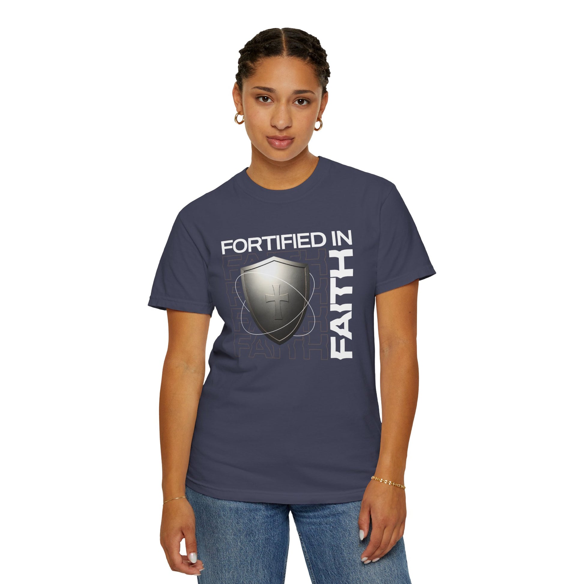 "Fortified In Faith " Unisex Garment-Dyed T-Shirt - The Shield of Light