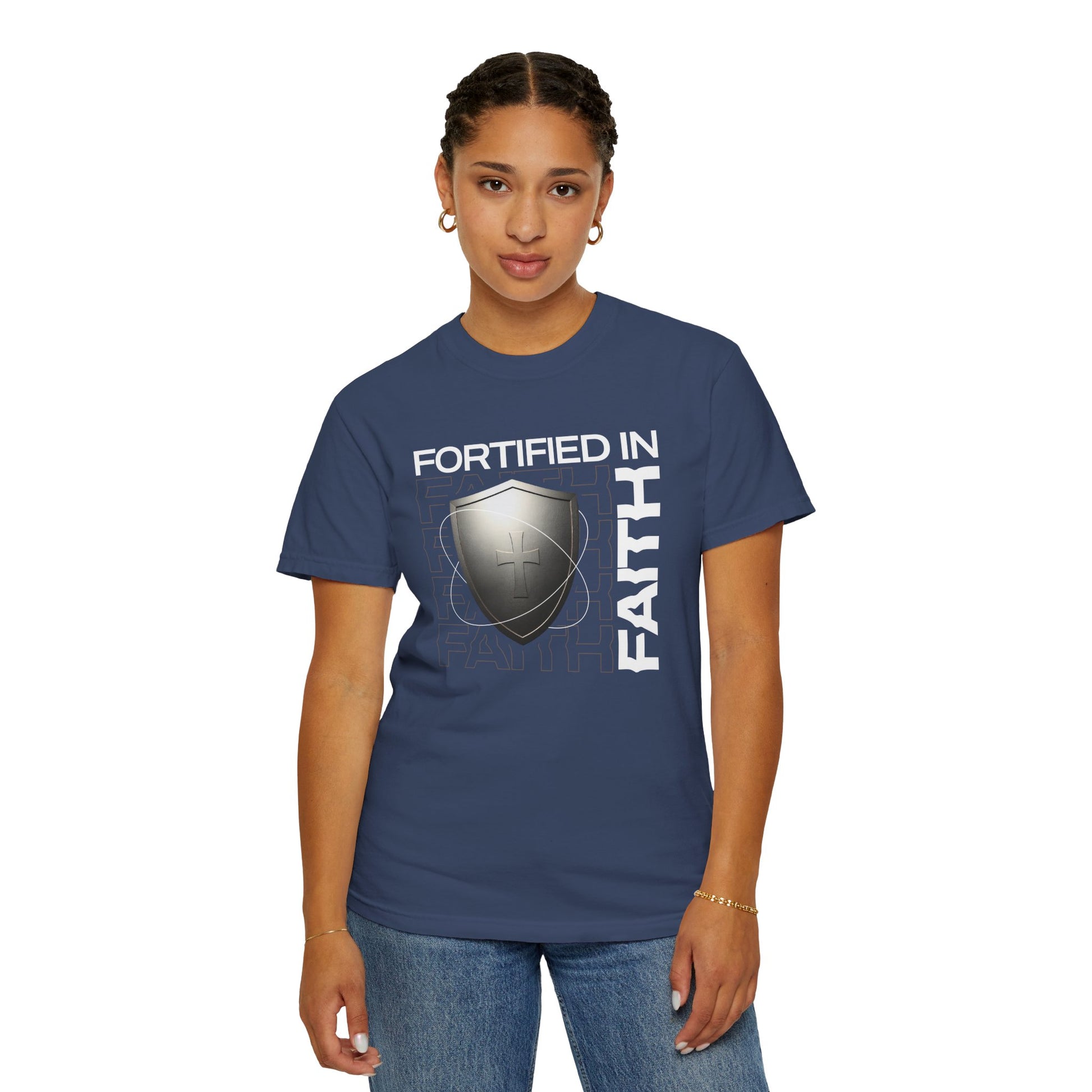 "Fortified In Faith " Unisex Garment-Dyed T-Shirt - The Shield of Light